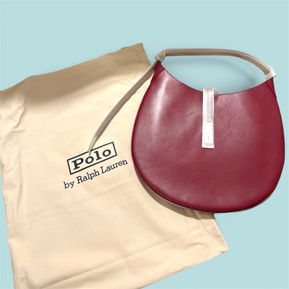 Ralph Lauren Burgundy Leather Large ID Bag - Picture 5 of 6